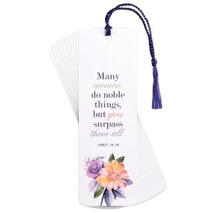 Dicksons Inspirational Bible Verse Tassel Bookmark for Books and Novels 2 x 6 Cardstock Honor Her Purple Floral - Pack of 12 - 1 of 2