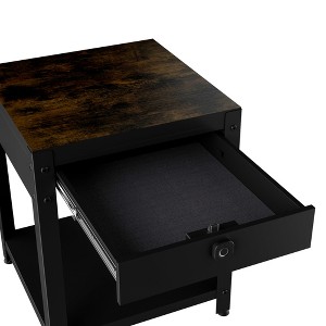 Square double-layer coffee table with hidden compartment and fingerprint lock,dining table, suitable for apartments,Wood grain pattern - 1 of 1