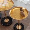 MAYEERTY Adjustable Side Table, Small Martini Table, Natural Marble Decorative Pedestal End Table for Display and Storage, Gold - 4 of 4