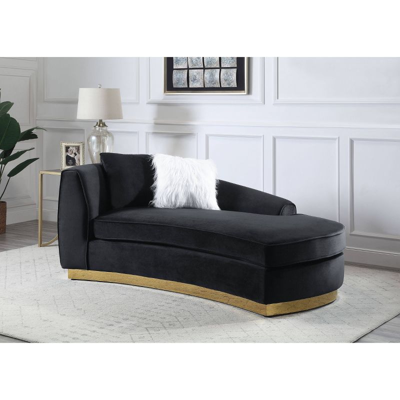 72&#34; Achelle Chaise Lounge Black Velvet - Acme Furniture, 1 of 5