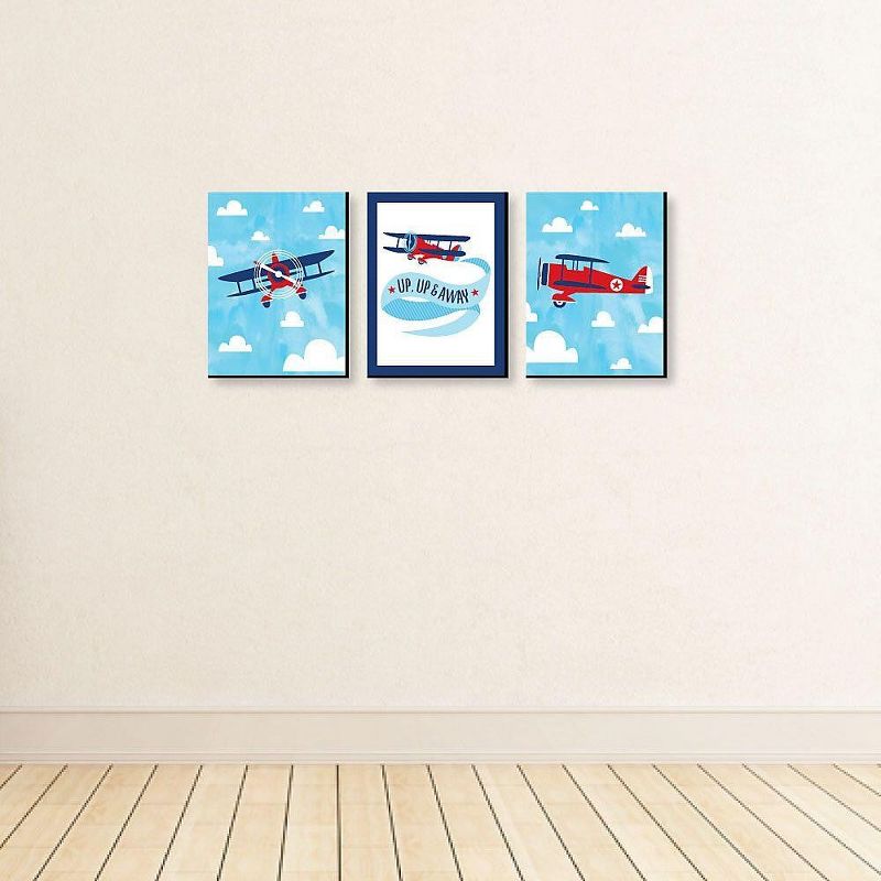Big Dot of Happiness Taking Flight - Airplane - Vintage Plane Baby Boy Wall Art and Kids Room Decor - Gift Ideas - 7.5 x 10 inches - Set of 3 Prints, 3 of 8