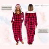 Silver Lilly Slim Fit Women's Buffalo Plaid One Piece Pajama Union Suit with Sherpa Trim - image 3 of 4