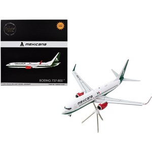 Boeing 737-800 Commercial Aircraft w/Flaps Down "Mexicana" White w/Green "Gemini 200" 1/200 Diecast Model Airplane by GeminiJets - 1 of 3