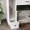 YOOCOZZ Cat Litter Box Enclosure, Indoor Hidden Cat Litter Box Furniture with 2 Drawers and Door, Cat House End Table for Living room-White and Brown - 4 of 4