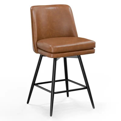 PU Leather Modern Paded Bar Stools: 360° Rotation, Durable Build & Chic Design