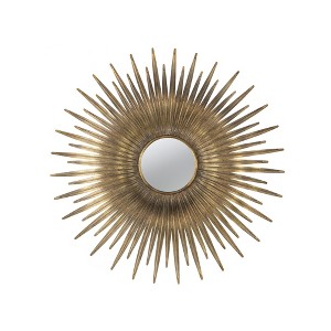 FONTOI Rhys Retro Sunburst Metal Wall Mirror Decorative Accent for Bedroom Dressing Room Hallway or Living Space, Gold, 28.3"*2.2"*28.3" - 1 of 4