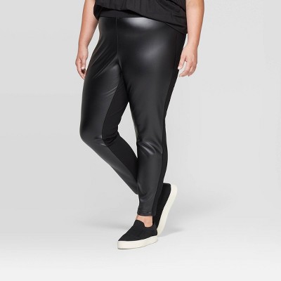 leather look pants plus size