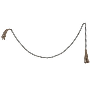 Storied Home Grey Jute & Wood Bead Garland with Tassels - 1 of 3