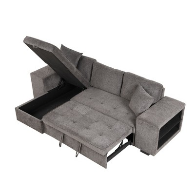 NicBex Modern Pull Out Sofa Bed Convertible Sleeper Sofa with Storage Chaise and 2 Stools for Living Room