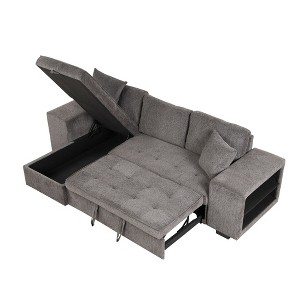 NicBex Modern Pull Out Sofa Bed Convertible Sleeper Sofa with Storage Chaise and 2 Stools for Living Room - 1 of 4