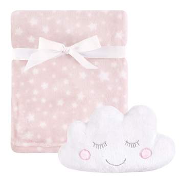 Hudson Baby Infant Girl Plush Blanket with Toy, Pink Cloud, One Size