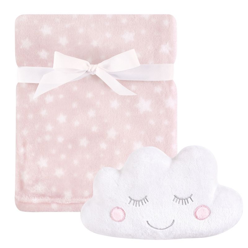Hudson Baby Infant Girl Plush Blanket with Toy, Pink Cloud, One Size, 1 of 3