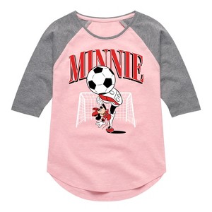 Girls' - Disney - Retro Minnie Soccer Shirt Tail Raglan Graphic T-shirt - 1 of 3