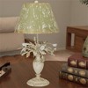 Vintage-Style Table Lamp with Distressed Green Shade and Floral Base, Rustic Home Decor Accent Piece, 1pc - 3 of 4