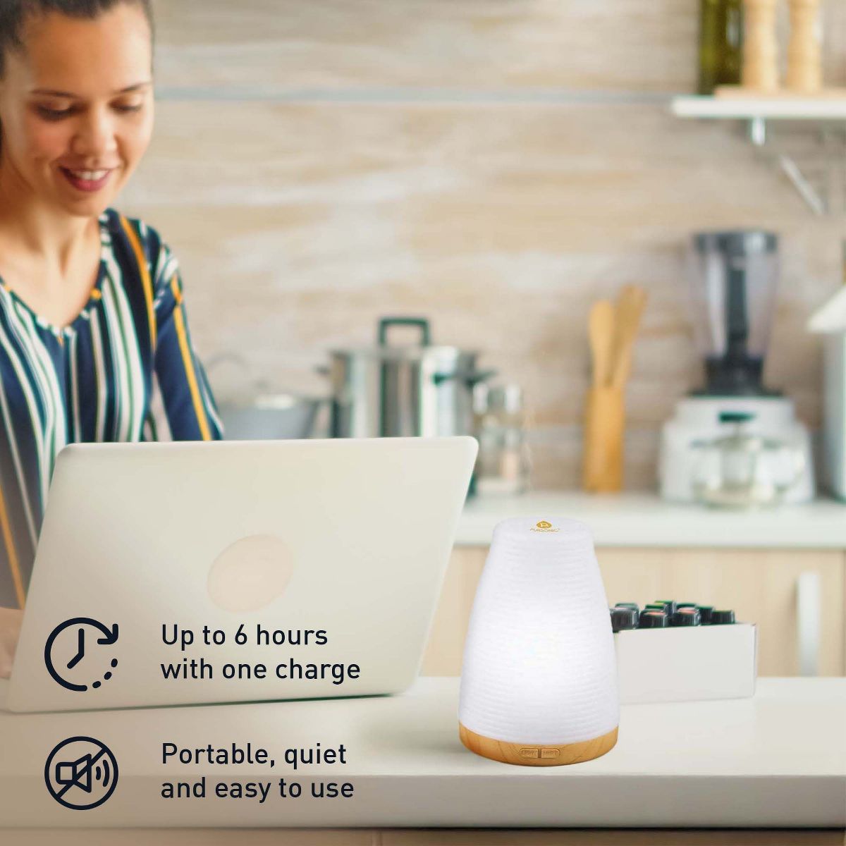 Zen Luxury Wellness Bundle: Trinity Gemstone Necklace Set, Ultrasonic Aroma Diffuser & Essential Oils Trio - thumbnail 3
