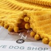 Itopfox Fleece Blanket Throw - Yellow Soft, Plush, Fluffy, Fuzzy, Warm, Cozy Perfect for Couch, Bed, Sofa with Pompom Fringe Flannel - 3 of 4