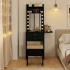 Tangkula Vanity Desk Set w/ Mirror and Lights 3-Color Lighted Mirror Cushioned Stool Black - 3 of 4