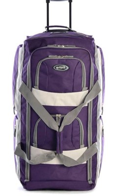 Olympia 33 Inch 8 Pocket U Shaped Rolling Polyester Duffel Luggage Bag  Suitcase With Push Button Hide Away Retractable Handle, Dark Lavender :  Target