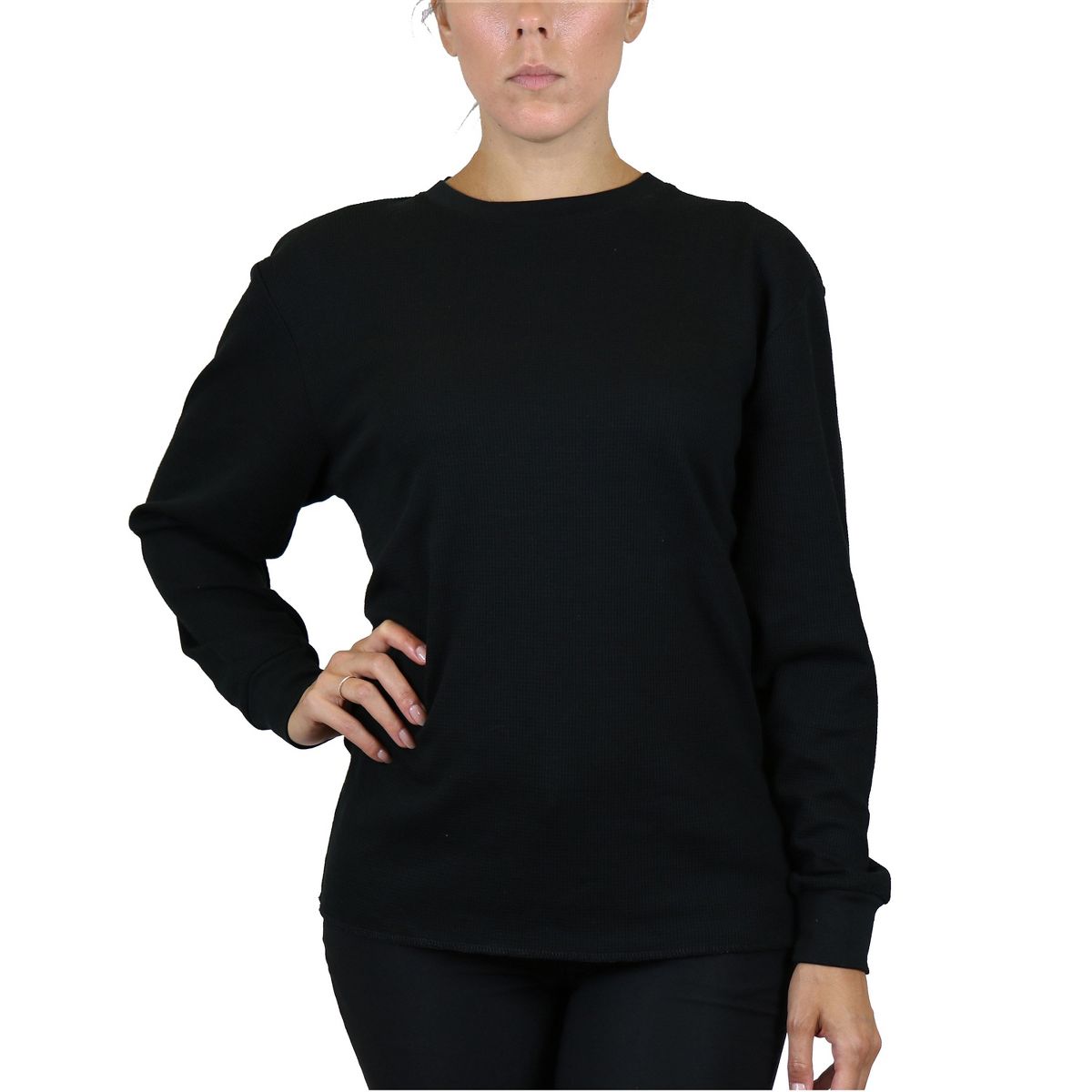 Galaxy By Harvic Women's Loose Fit Waffle Knit Thermal Shirt