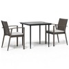vidaXL 3 Piece Patio Dining Set with Cushions Poly Rattan and Steel - 2 of 4