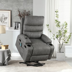 Large Power Lift Recliner Chair for Elderly, Massage & Heat, Remote Control, Side Pockets, Cup Holders, PU Leather - 1 of 4