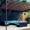 vidaXL Outdoor 10 Piece Patio Lounge Set, Poly Rattan, Black with Water-Resistant Cushions & Glass Table - Lightweight & Modular Design - 2 of 4