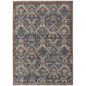 HomeRoots 3' X 5' Ivory Blue And Burnt Orange Floral Area Rug With Fringe - 1 of 4