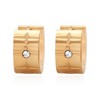 Steeltime Ladies stainless steel huggie adorned with crystals. Color Options: Gold, Rose Gold - 2 of 4