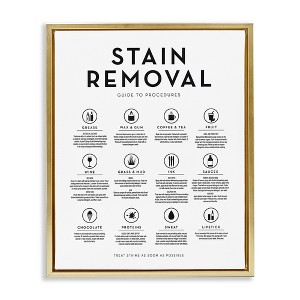 Stupell Industries Laundry Stain Removal Guide Helpful Symbols Chart Floating Frame Canvas Art, Gold, 25" x 31" - 1 of 4