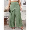 Faux Wrap Palazzo Pants for Plus Size Women Mid Rise Plus Size Wide Leg Pants Asymmetric Pants - 4 of 4