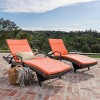 Salem Set of 2 Brown Wicker Adjustable Chaise Lounge with Arms - Orange - Christopher Knight Home: Weather-Resistant, Cushion Included - image 2 of 4