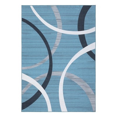 Area Rug Machine Washable Rug Non Slip Indoor Carpet Modern Geometric Circles Design Low Pile Foldable Rug for Bedroom Living Room Kids Room Nursery
