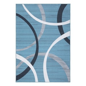Area Rug Machine Washable Rug Non Slip Indoor Carpet Modern Geometric Circles Design Low Pile Foldable Rug for Bedroom Living Room Kids Room Nursery - 1 of 4