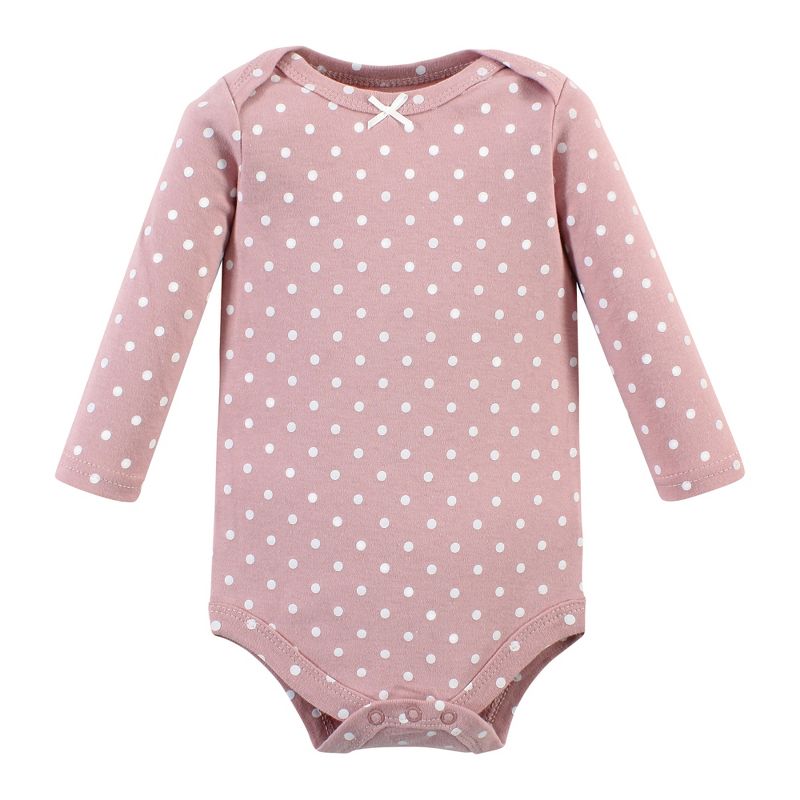 Hudson Baby Infant Girl Cotton Long-Sleeve Bodysuits, Bonita 3 Pack, 4 of 6