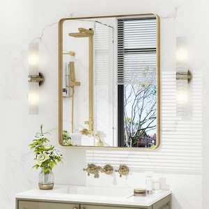 KIOTEE Rectangular Aluminum Alloy Framed and Tempered Glass Wall Bathroom Vanity Mirror in Matte Black - 1 of 4