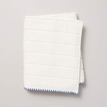 Grid Weave Terry Bath Towel Cream/Blue - Hearth & Hand™ with Magnolia