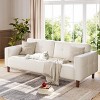 3-Seater Sofa Couch, 83" Wide Faux Leather Sofa Couch with Spring Cushion, Modern Sofa with Deep Seats and 2 Removable Back Cushions - 3 of 4
