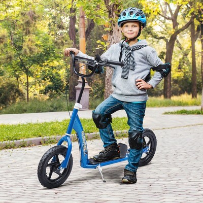 Blue Adjustable Height Kids Kick Scooter with Big Wheels