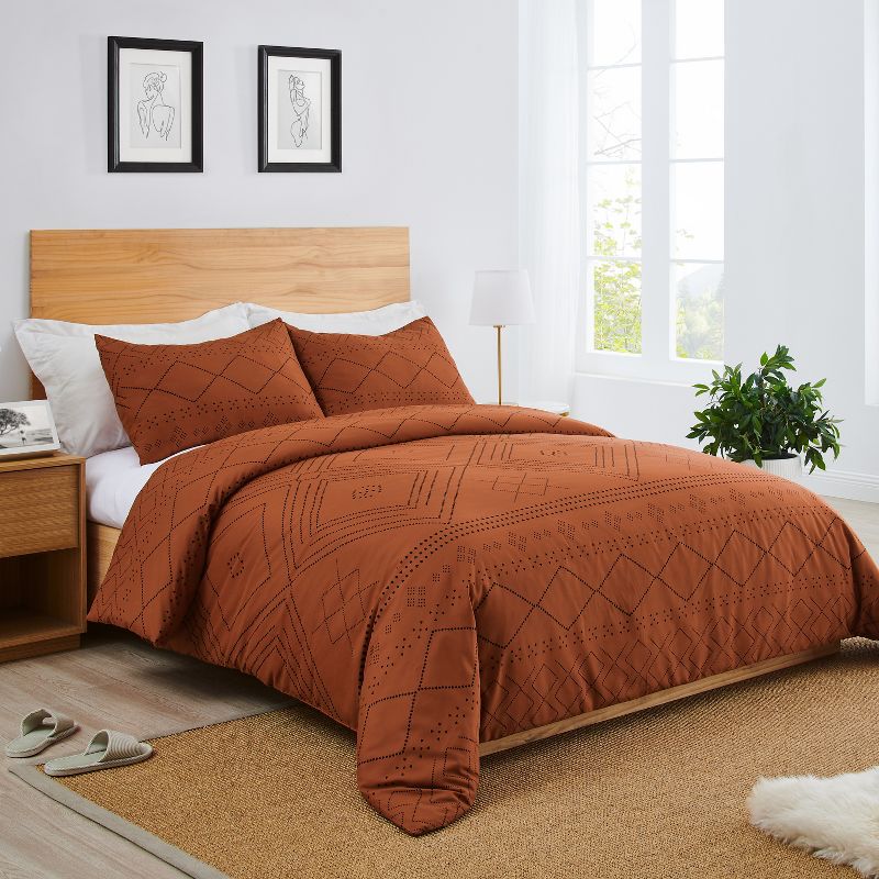 Sweet Jojo Designs Full/Queen Comforter Bedding Set Geometric Boho Dot Orange Black 3pc, 3 of 8