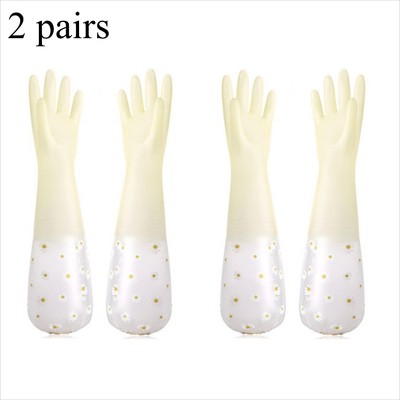 2-Pack Waterproof PVC Cleaning Gloves - Non-Slip Dishwashing Gloves for Kitchen, Bathroom & Laundry yellow