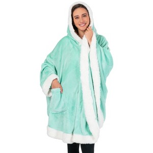 PAVILIA Angel Wrap Hooded Blanket for Women Adult, Wearable Cozy Wrap Throw Fleece Shawl Cape - 1 of 4