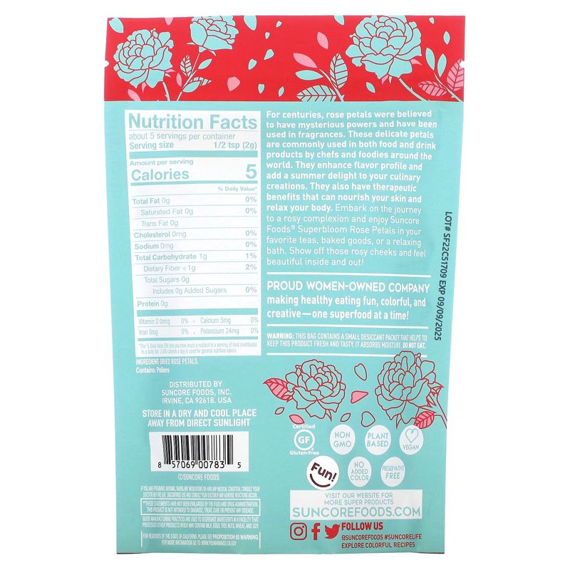 Suncore Foods Rose Petals, 0.3 oz (9 g), 2 of 3