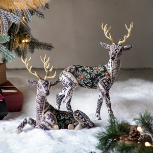 Whisen 13x6.3x16.5" Velvet Foam Standing Deer, Christmas Decoration - Multicolor - 1 of 4