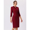 Hobemty Women's Business Stand Collar Zipper Neck 3/4 Sleeve Pencil Dresses - 2 of 4