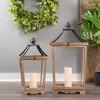 Wooden Candle Lantern Decor – 30.5" Tall Display, Set of 2 by Melrose - 3 of 4