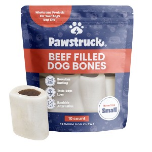 Pawstruck Small 3" Filled Dog Bones - Peanut Butter, Cheese & Bacon, or Beef Flavor - Made in USA Long Lasting Stuffed Femur Chew Treat - 1 of 4