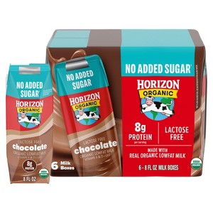 Horizon Organic Lactose Free, No Added Sugar - Chocolate - 6pk/8