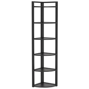 Resenkos Bookshelf, Bookcase Standing Shelf Unts,6-Tier Corner Shelf, Small Corner Bookshelf Storage Rack,Black - 1 of 2