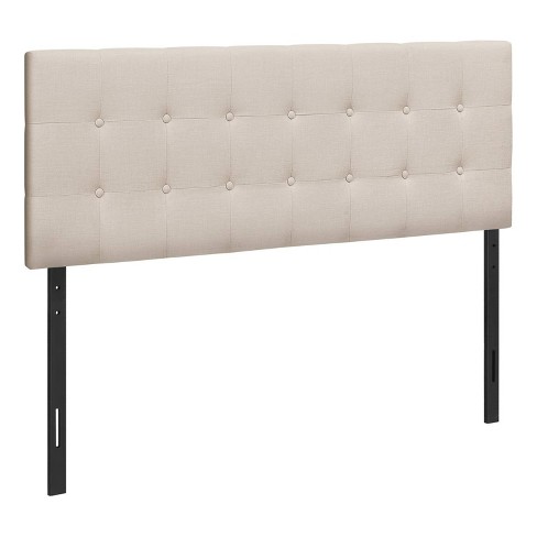 Monarch Specialties Bed Headboard Only Queen Size Bedroom Upholstered Linen Look Beige Transitional - image 1 of 4