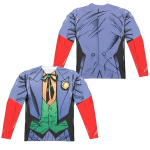 Men's Batman Joker Uniform Front Back Print Long Sleeve Costume T-Shirt - 1 of 4